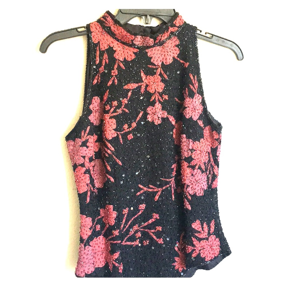 JKara beaded and sequin top